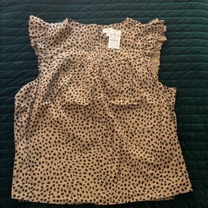 J. Crew Women's Tan and Black Polka Dot Blouse